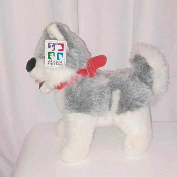 Vintage Alaska Friends Plush Stuffed Animal SIBERIAN HUSKY BLUE EYES - Picture 1 of 5